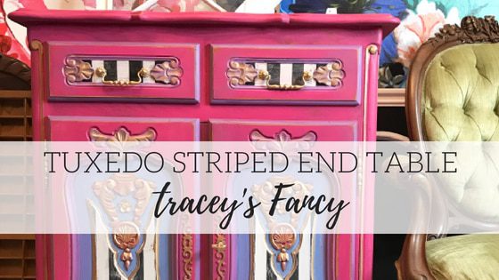 Tuxedo Striped End Table - Tracey's Fancy