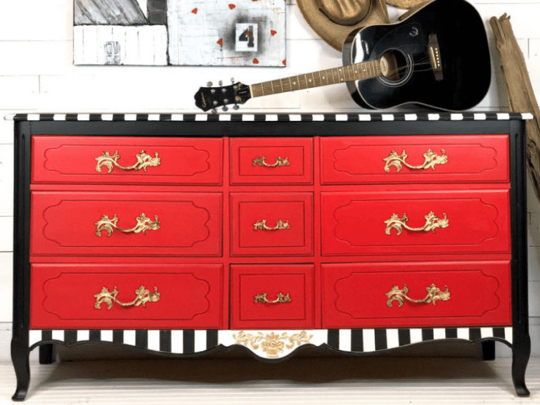 How to Paint a Whimsical Red Dresser