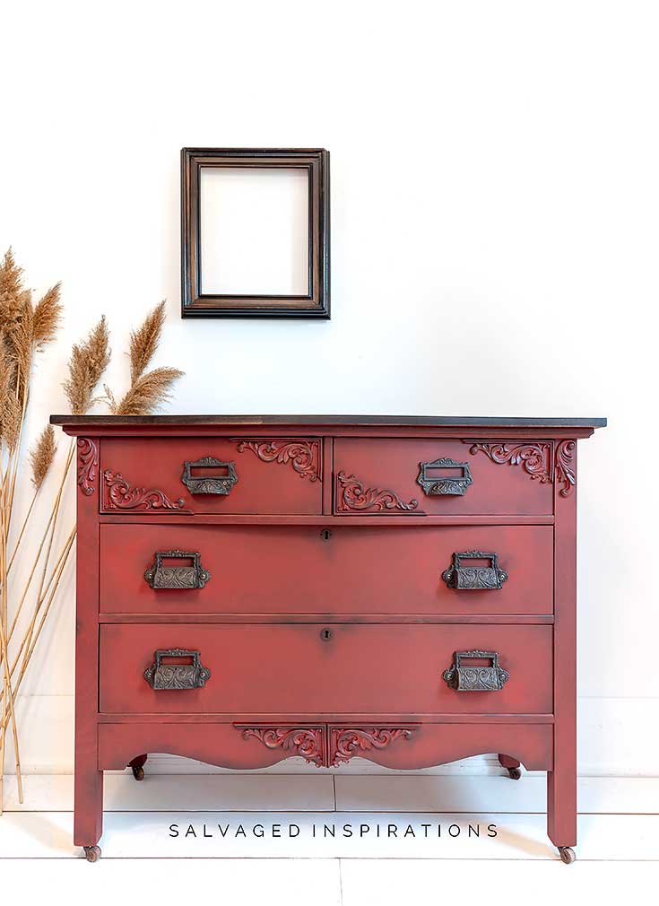 Rustic Red Painted Dresser