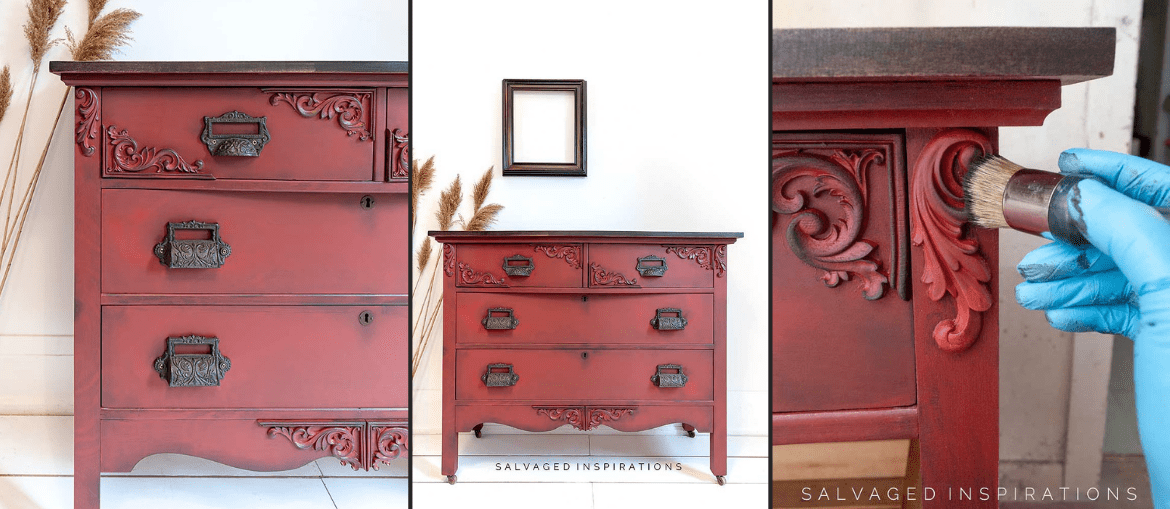 Rustic Red Painted Dresser
