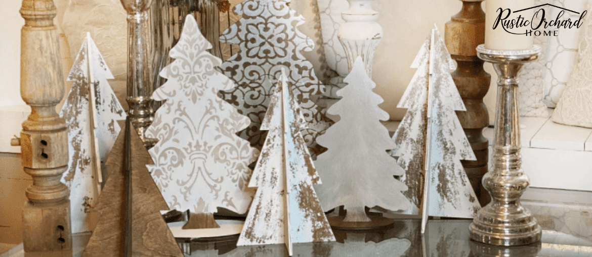 Stenciled Wooden Christmas Trees