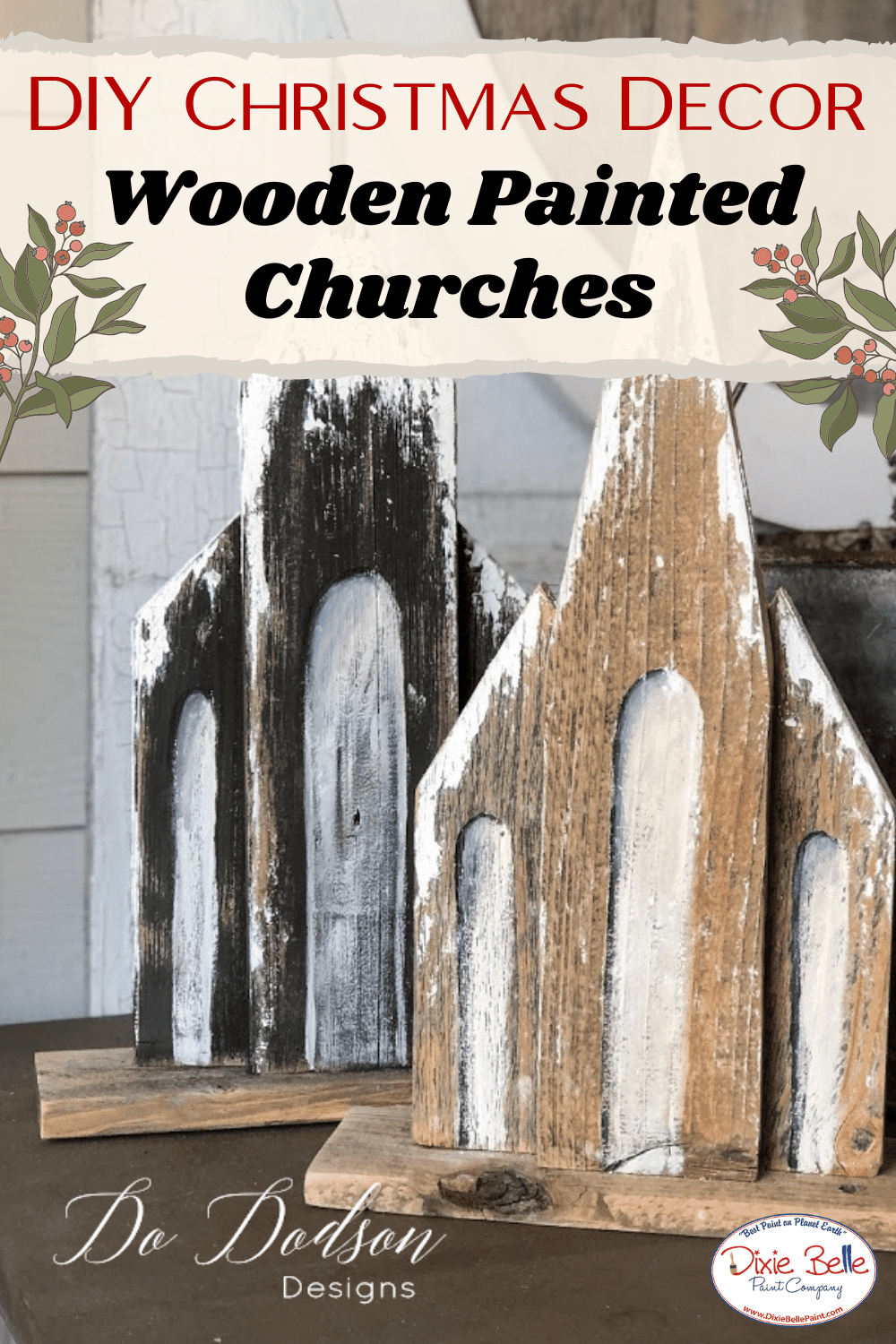 DIY Wooden Christmas Churches