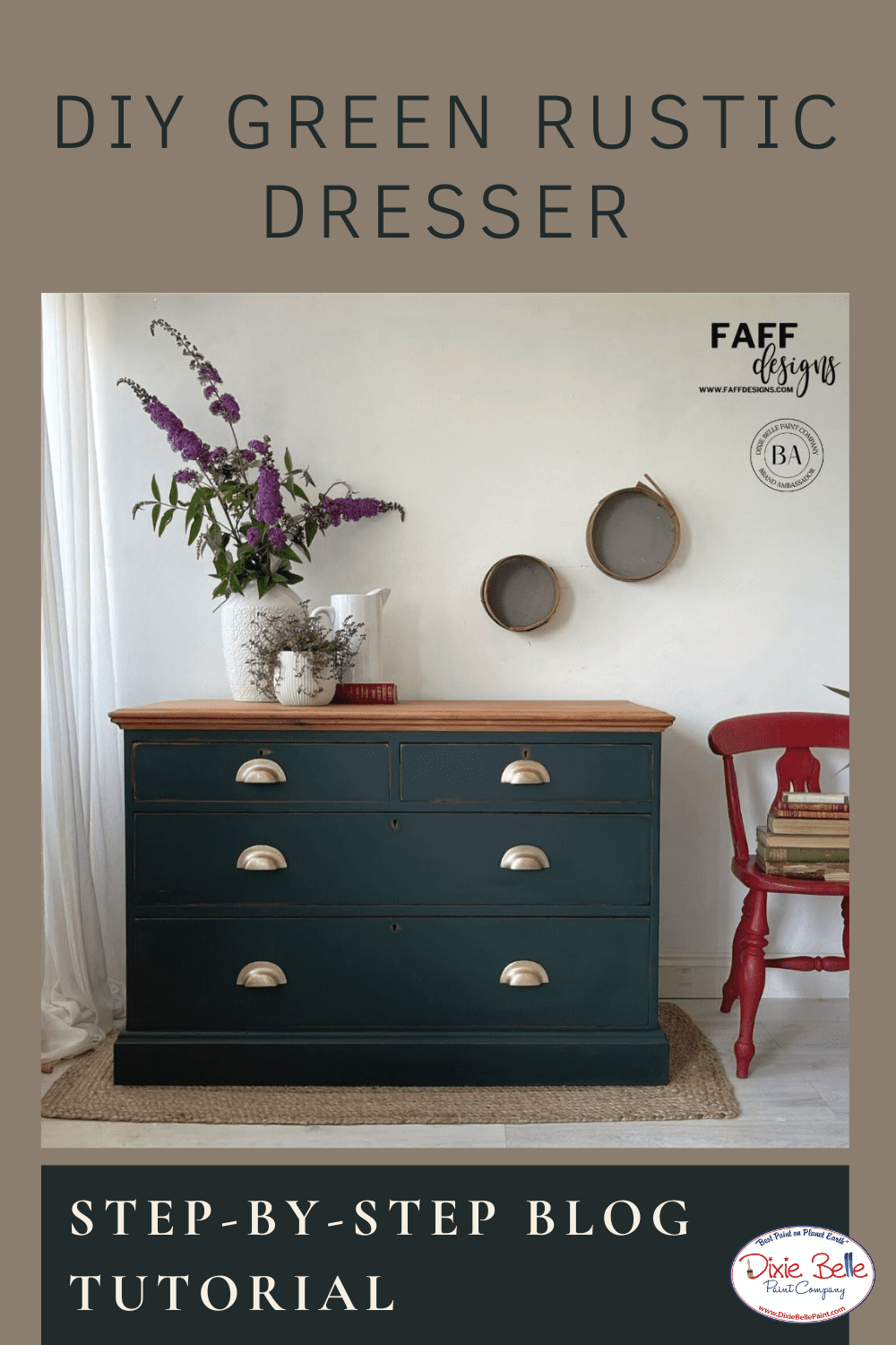 DIY Rustic Emerald Green Dresser