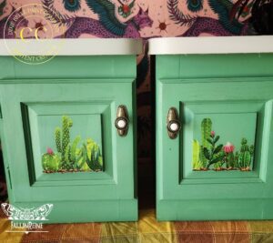 CMP Painted end tables with cactus transfer