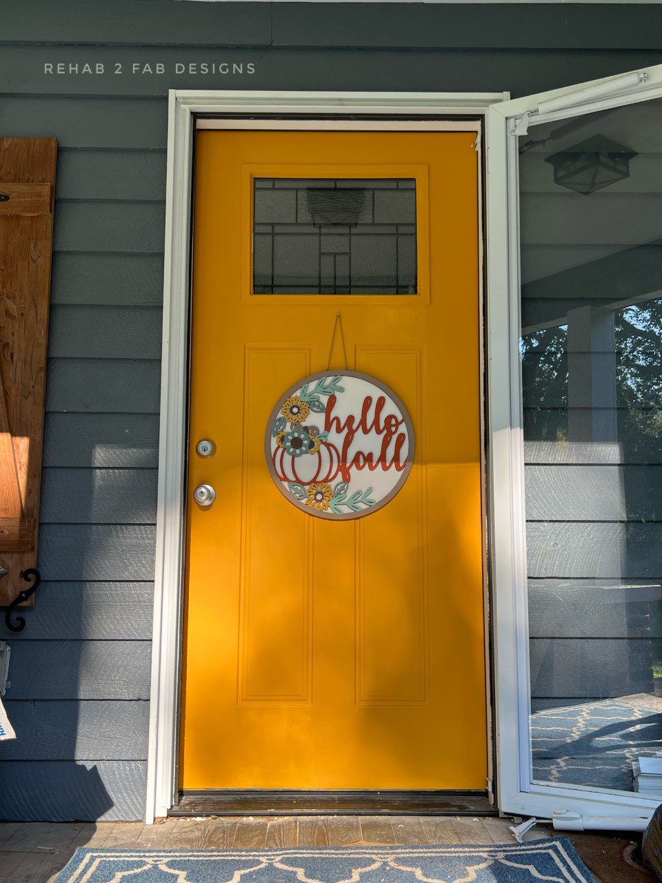 Front Door Painted with Dixie Belle Paint to Welcome Fall