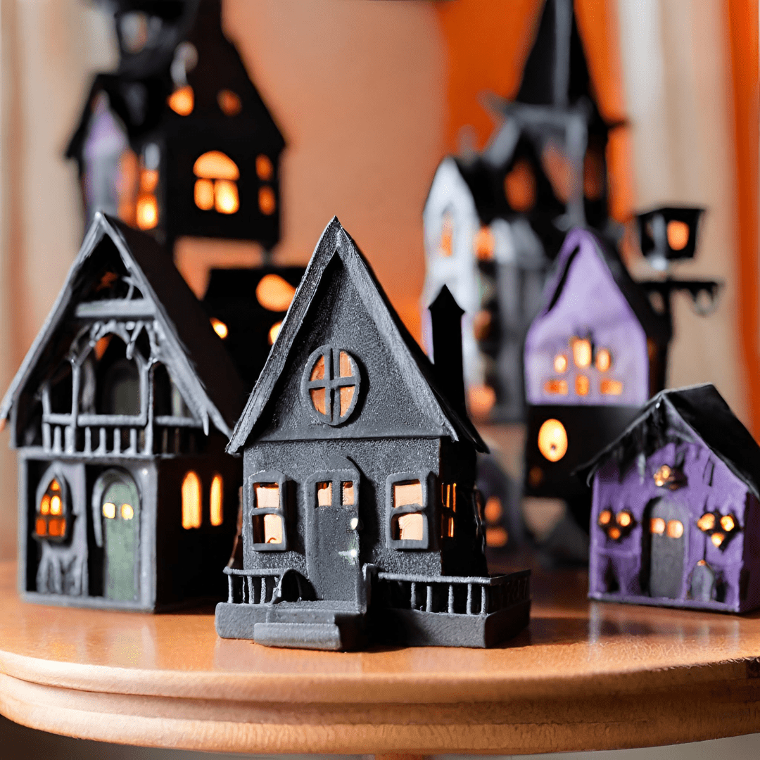Miniature Haunted Houses Painted with Dixie Belle Chalk Mineral Paint