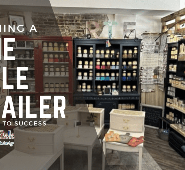 A Dixie Belle retail display in the background with the words BECOMING A DIXIE BELLE RETAILER A PATH TO SUCCESS printed on the left side.